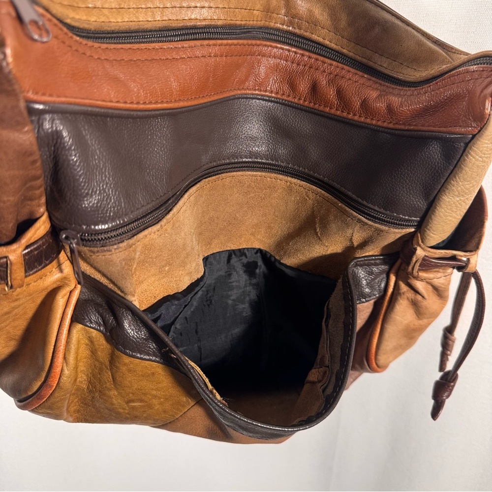 Vintage Slouchy Leather Patchwork Crossbody Bag - Picture 8 of 10